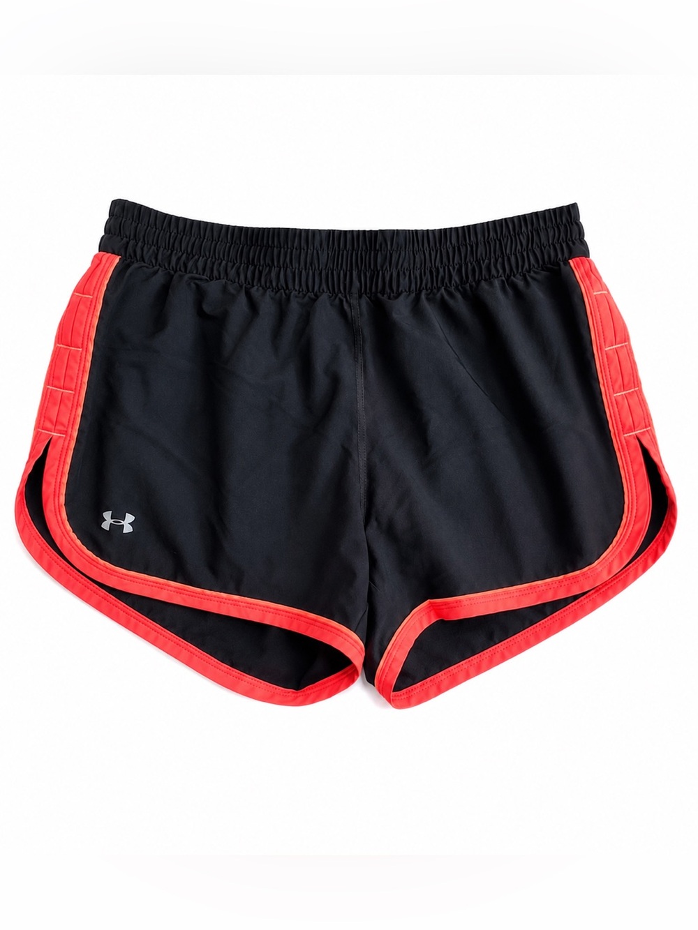 Under Armour Women’s Running Shorts Small Black Neon Coral Lined Athletic Shorts
